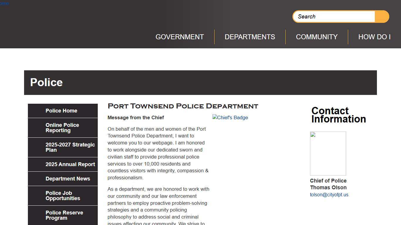 Port Townsend Police Department City of Port Townsend Washington