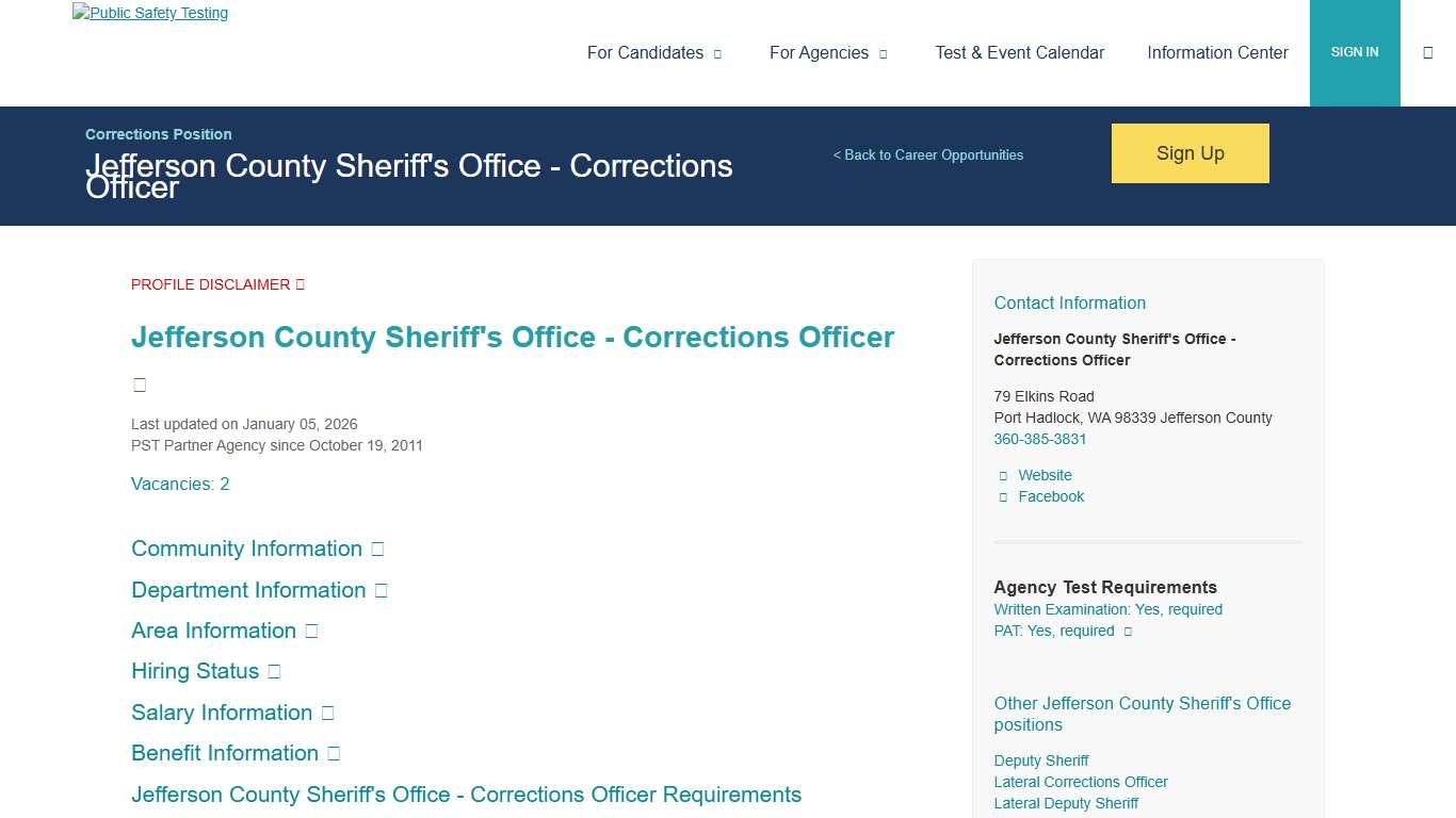 Public Safety Testing - Jefferson County Sheriff's Office - Corrections Officer